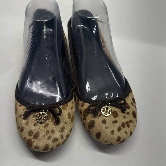 Tory Burch Ballet Flats Slip On Shoe Round Toe Cheetah Animal Print Brown Size 8 - Picture 1 of 8